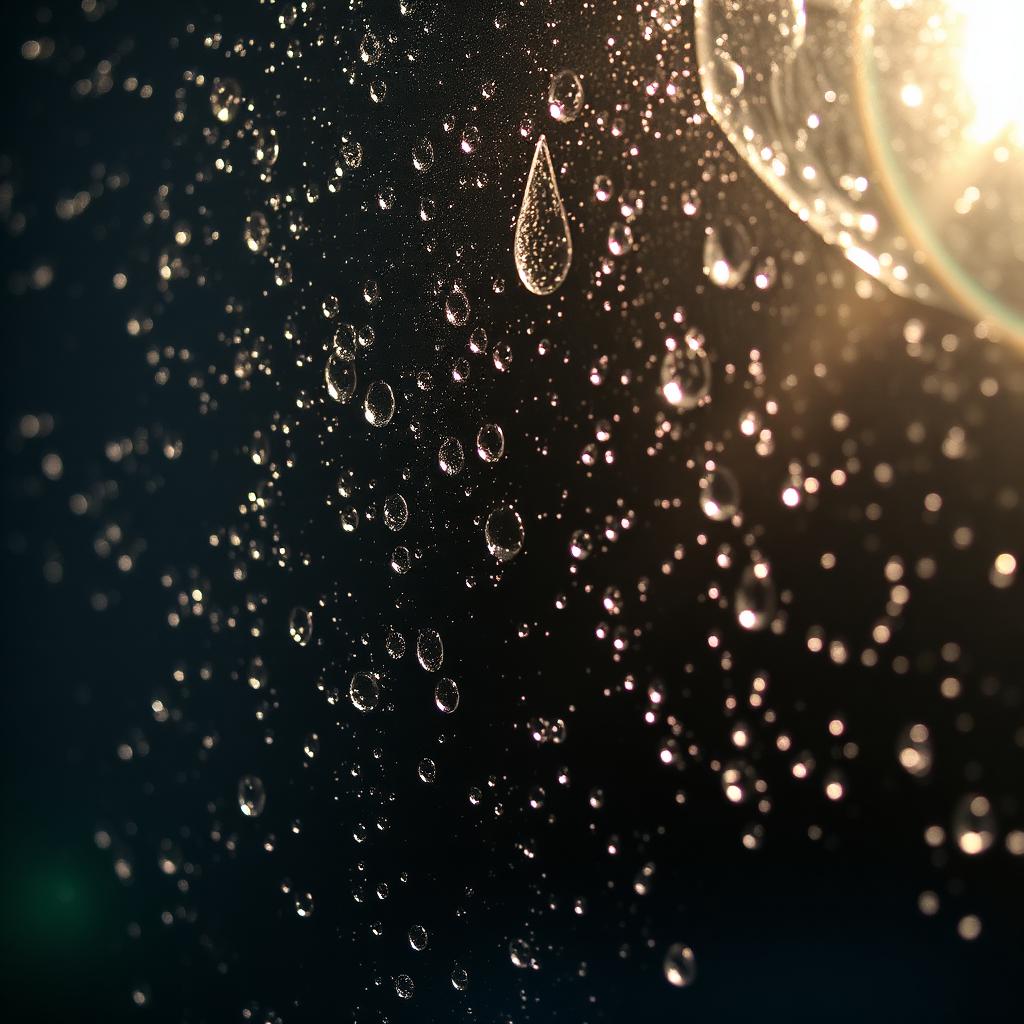 Macro detail of water droplets on glass