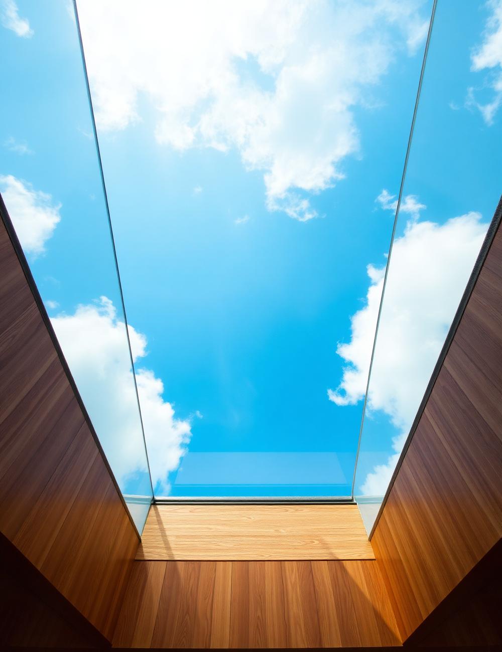 Skylight with clear blue sky view