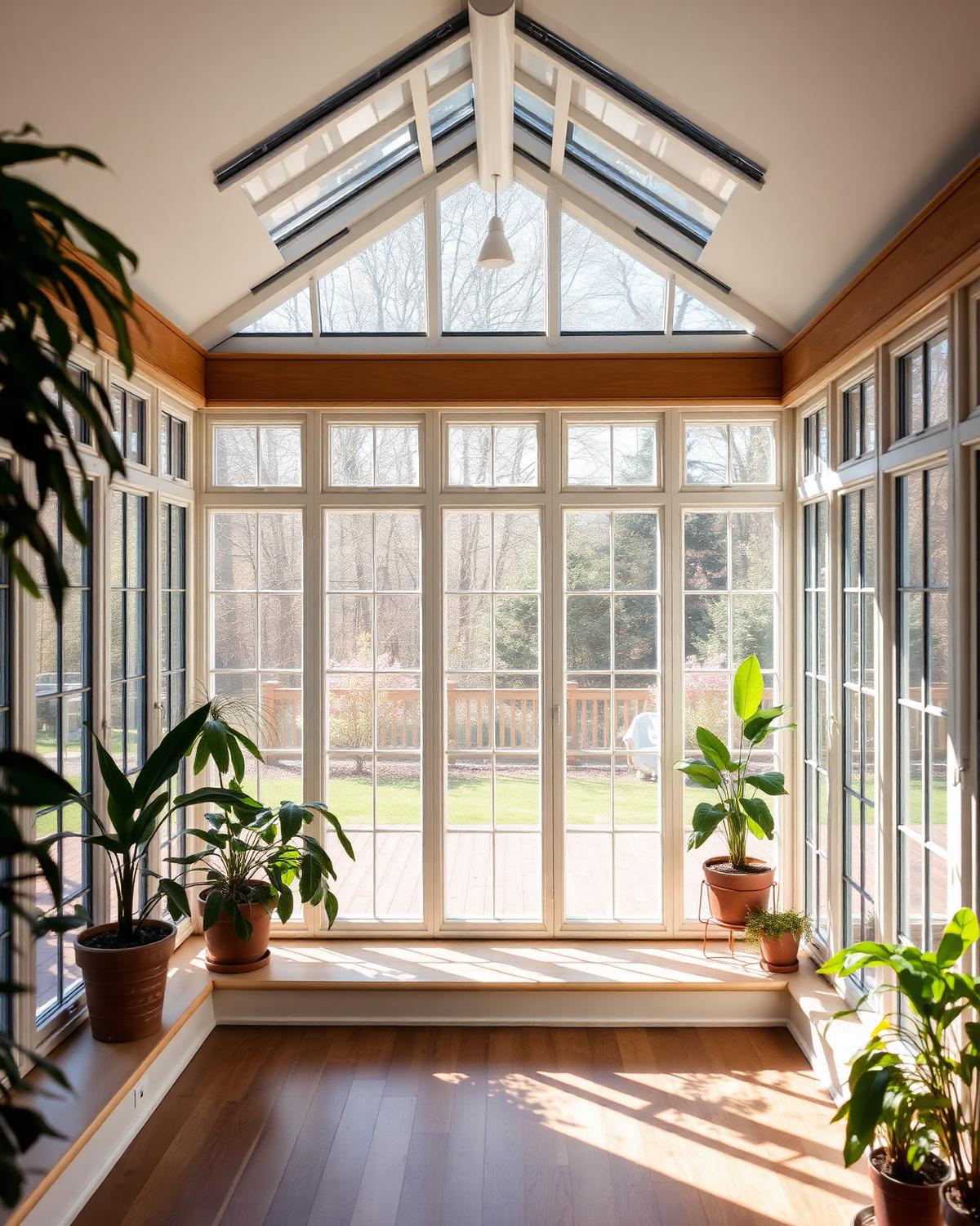 Sunroom with many clean glass panels